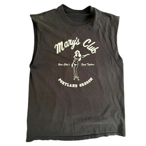 Vtg 90s Mary’s Club Portland Oregon Muscle Tee T-Shirt Faded Distressed Y2K PDX
